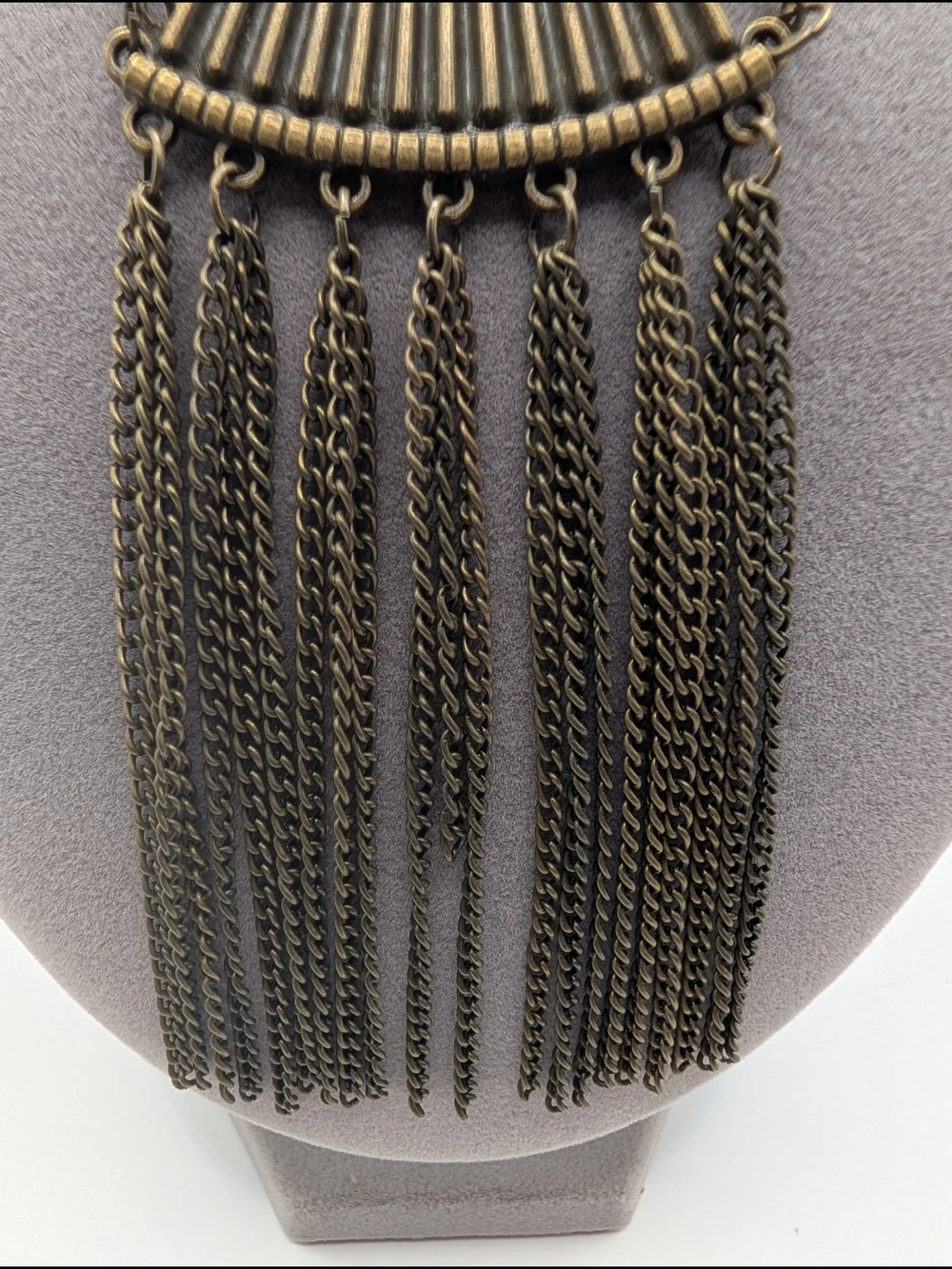 Vintage-Inspired Bronze Tone Fringe Statement Necklace